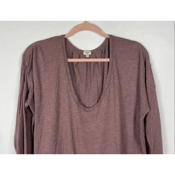 Aritzia Wilfred Mauve Pink Soft Long Sleeve Loose Fit Plunge Neckline Top Sz M - Picture 3 of 7